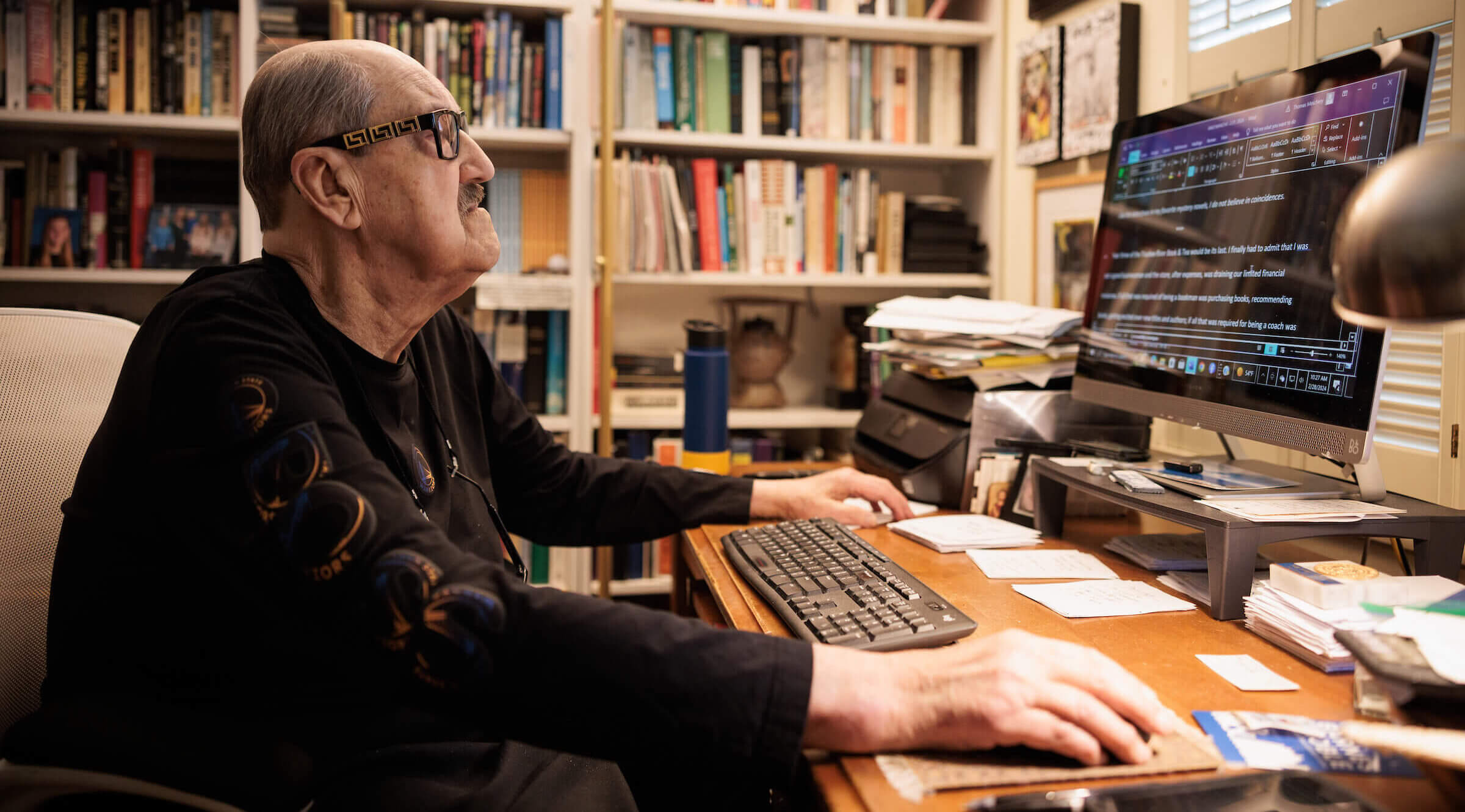 Tom Meschery at his computer